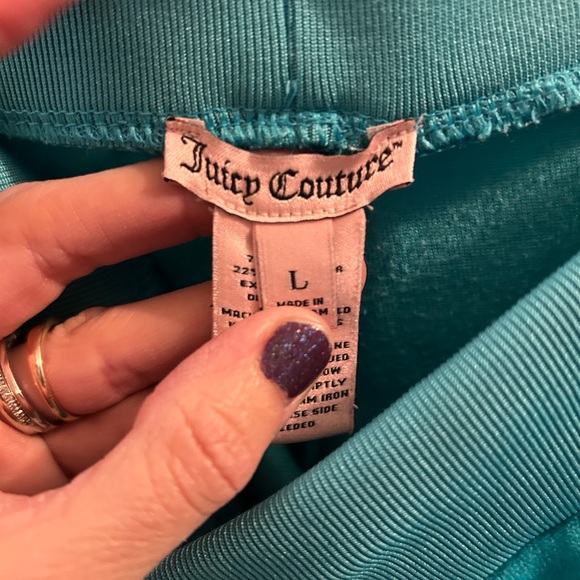 Teal Y2K Juicy‎ Couture velour lounge pants size L - Picture 3 of 5